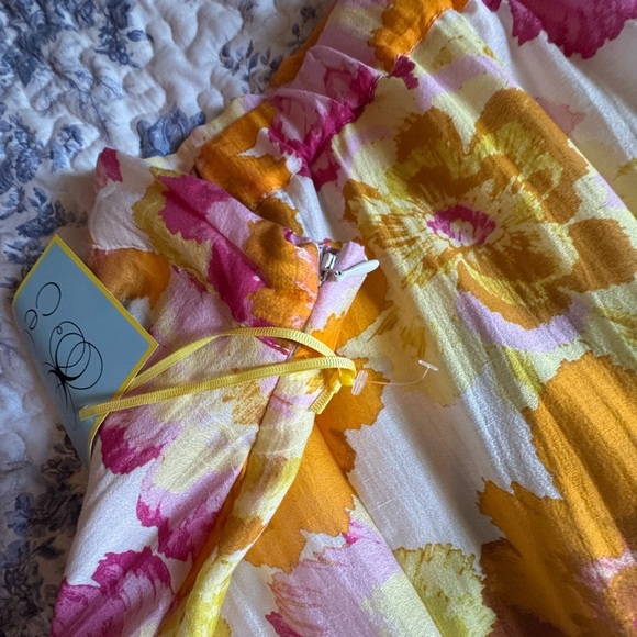 CeCe Floral A-Line Skirt - Pink, Orange, Yellow - Picture 3 of 7